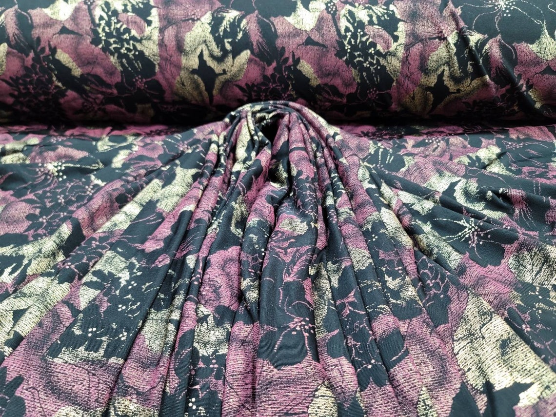 Fabric Sold by the Yard Black Spandex Floral Flowers Fashion Etsy