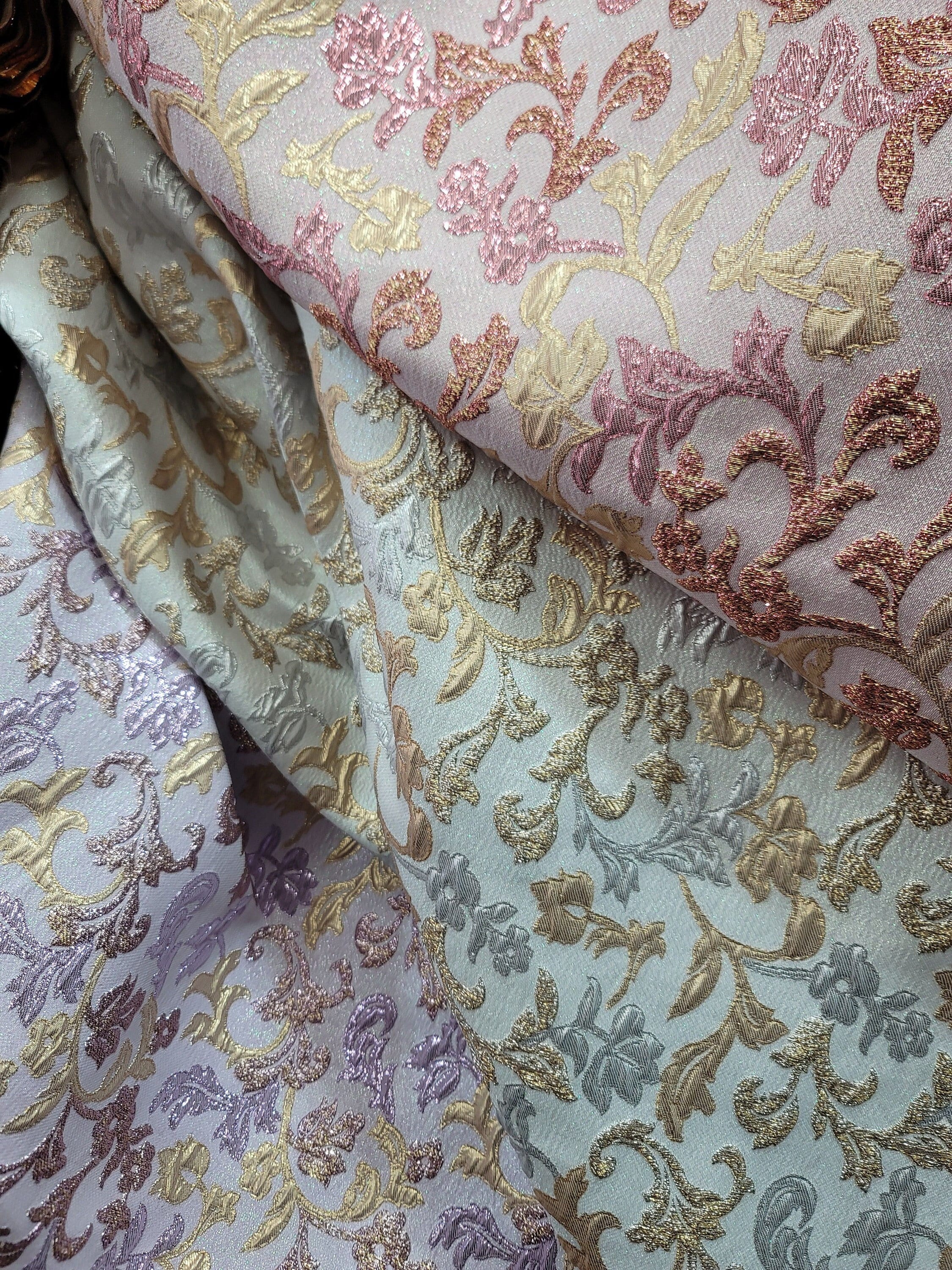 【MURRAL】 LANDSCAPE JACQUARD BOLERO Fabric by the Yard Multicolor Metallic Brocade Swirls Floral