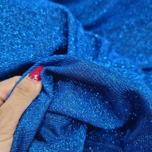 Fabric Sold by TheYard Royal Blue Glitter Stretch Lutex Fashion Fabric Clothing Decoration Draping Prom Bridal Dress