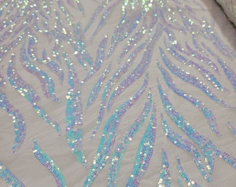 Tessuto in pizzo con paillettes bianche, maglia geometrica elasticizzata in 4 direzioni, abito da sposa