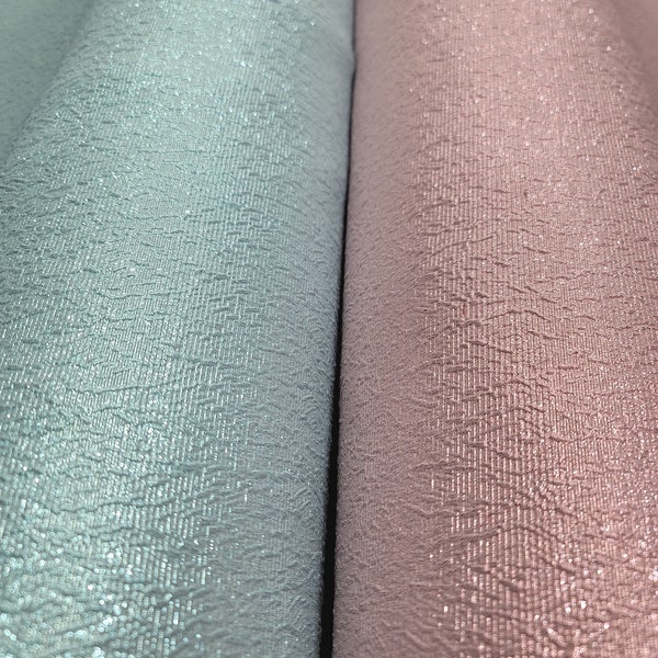 Fabric By The Yard Blush Pink or Aqua Blue Brocade Metallic Textured Embossed Bridal Evening Dress Quinceañera Gown Prom Fashion Jacquard