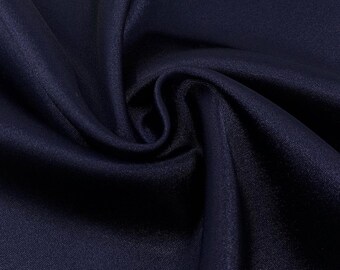 Tessuto in raso charmeuse / 58" di larghezza / setoso, da sposa / decorazione, artigianato di moda. Tessuto venduto tagliato su misura, drappeggio per abiti in raso elasticizzato blu navy.