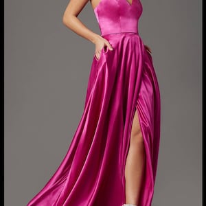 Charmeuse Satin Fabric | 58&quot; Wide | Silky, Bridal | Decoration, Fashion Crafts. Sold By Yard Fuchsia Satin Charmeuse Bridal Evening Dress