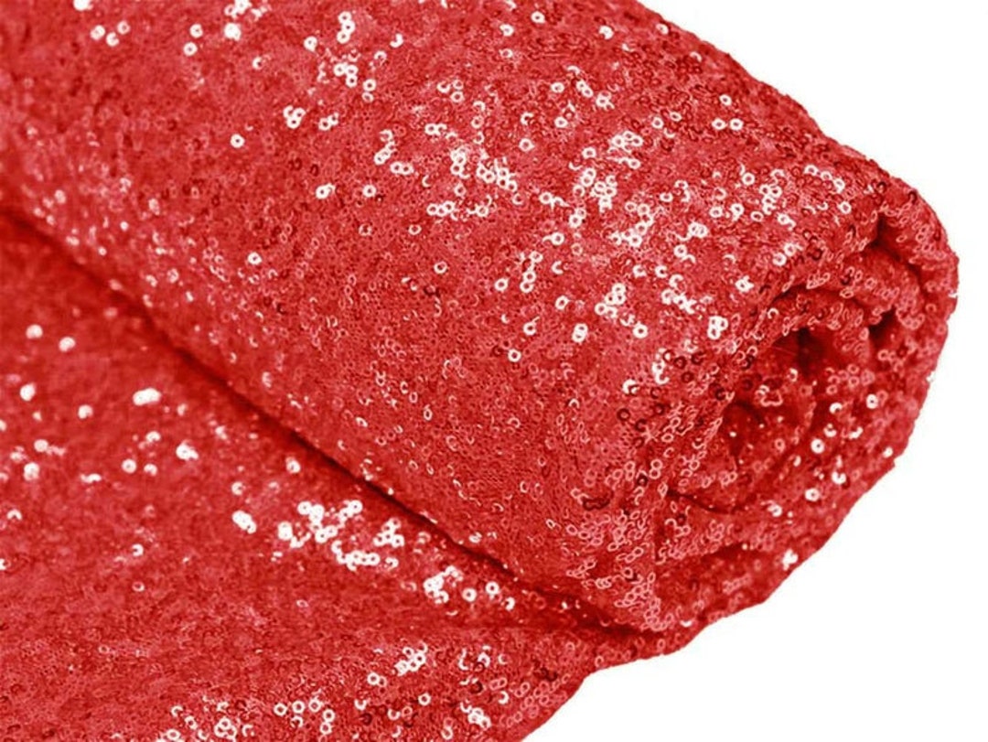 Red Sequin Fabric, by the Yard, Sequin Fabric, Perfect for Tablecloth