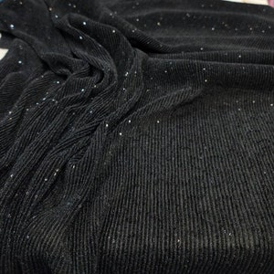Fabric Sold By The Yard Black Sequin On Pleated Stretch Fashion Fabric For Dress Draping Clothing Decoration Custom