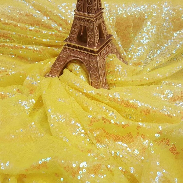 Tissu par yard Neon Jaune Irisé Paillettes Mode Mini Paillettes Hologramme Robe Prom Drapé Personnalisé Fond Holographique Nappe