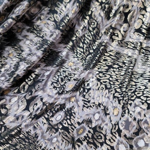 Nylon Spandex Fabric | (4 Way Stretch/Per Yard) Animal Print Cheetah Black Gold Metallic Fashion Fabric By The Yard