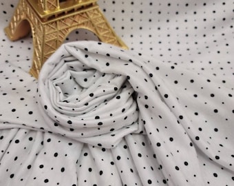 Fabric By The Yard Black Polka Dots White Stretch Jersey Knit Fashion New Fabric Dress Draping Clothing Black and White