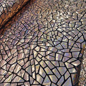 Rose Gold Iridescent Geometric Sequin Fabric On Black Velvet Stretch (By The Yard) image 9