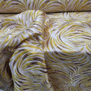 Yellow Gold Metallic Brocade Shimery Textured Fabric by the Yard Wedding Gown Gorgeous Prom Dress Quinceañera Beige Jacquard