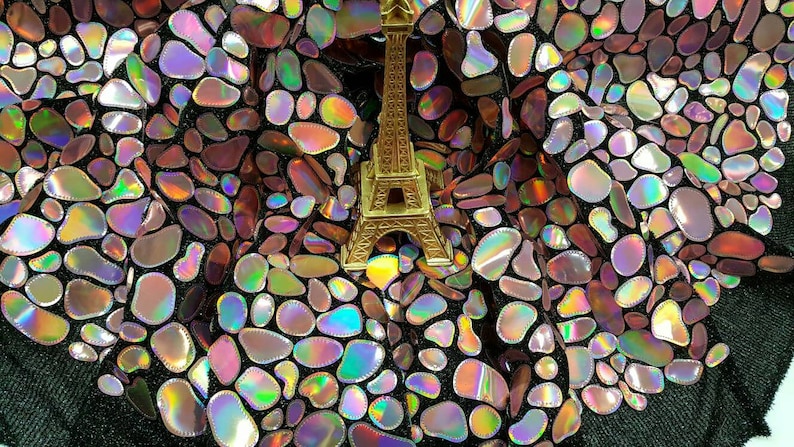 Fabric By The Yard Pink Iridescent Sequin Holographic Multicolor Fashion Mermaid Hologram Large Paillette Dusty Rose Iridescent