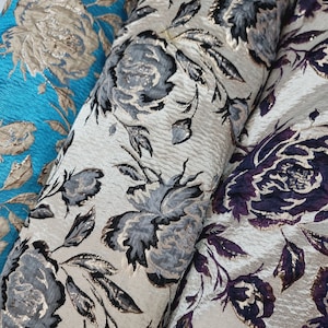 Floral Brocade Fabric: Beige Embossed Fashion Fabric - 58 Inch Wide