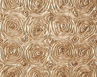 Tessuto in raso con rosetta da sposa tagliato su misura, decorazione per abiti alla moda in raso con fiori floreali color champagne