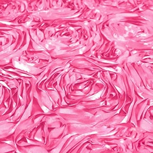 Pink Satin Rosette Fabric by the Yard - 1 Yard Floral Flowers Decoration Clothing Draping Dress Party Decoration