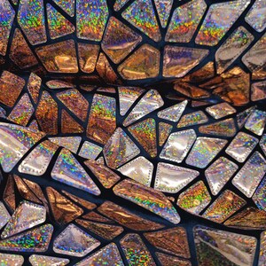 Rose Gold Iridescent Geometric Sequin Fabric On Black Velvet Stretch (By The Yard) image 10