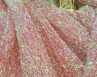Coral Iridescent Mylar Lame Fabric: Stretch Party Decoration - 58 Inch