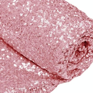 Pink Sequin Fabric By The Yard Sequin Fabric, Tablecloth, Linen, Sequin Tablecloth, Table Runner (Rose Pink)