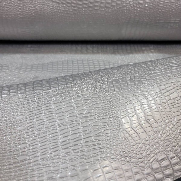 Tissu de vinyle crocodile par verge Tissu de mode mat argenté pour l’artisanat en vinyle texturé