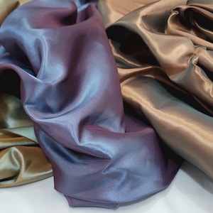 Fabric Sold By The Yard Taffeta Iridescent Purple Beige Gold fashion For Dress Crafts Backdrop Two Tone Taffeta