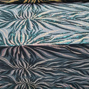 Fabric Sold By The Yard Emerald Green Iridescent Sequins Embroidery On Mesh Stretch Bridal Evening Dress Quinceañera Gown Prom
