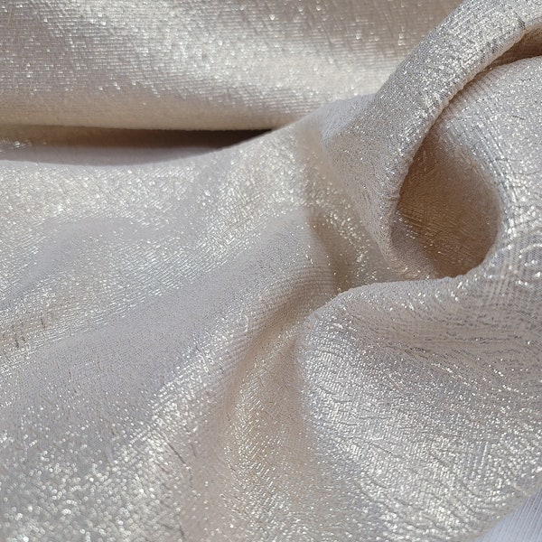 Fabric Sold By The Yard Champagne Gold Metallic Brocade Jacquard Textured Fabric