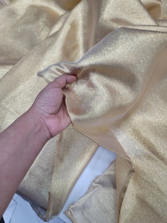 Metallic Gold Lame Fabric: Shimmer Semi-Sheer, 58 Inch Wide