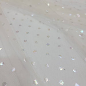 Fabric Sold By The Yard Off Mesh Organza Iridescent Polka-dot Fabric Prom Bridal Evening Dress Quinceañera Gown Silky Smooth