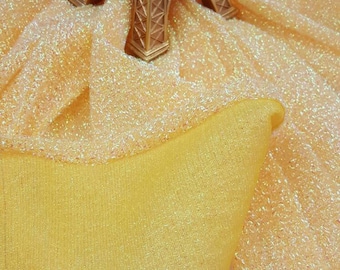 Yellow Iridescent Mylar Lame Stretch Fabric: Bridal Gown Decoration