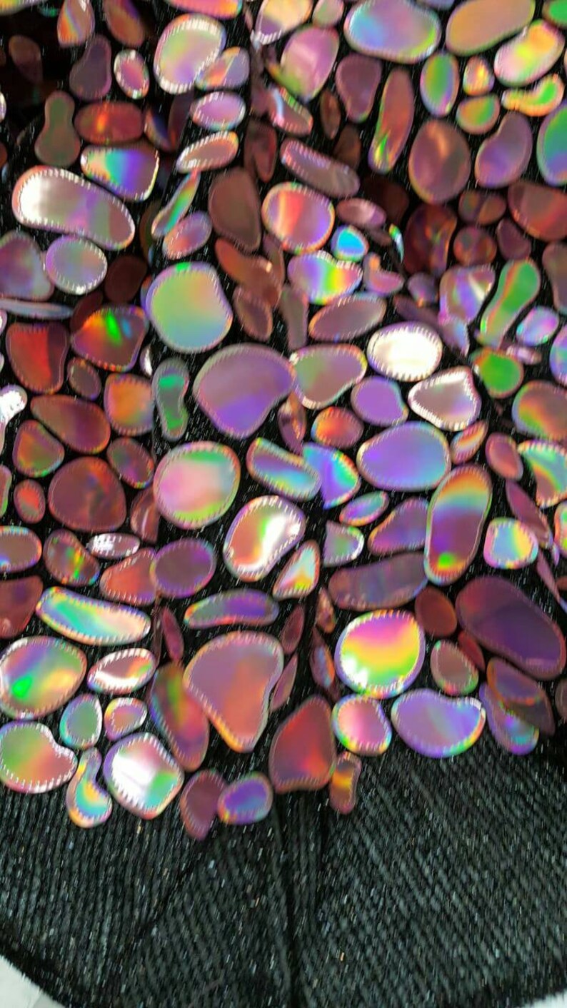 Fabric By The Yard Pink Iridescent Sequin Holographic Multicolor Fashion Mermaid Hologram Large Paillette Dusty Rose Iridescent