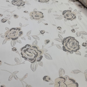 Fabric Sold by the Yard Gown Quinceañera Bridal Evening Dress Fashion Luxurious Fabric Brocade Floral Beige Taupe Gold Embossed
