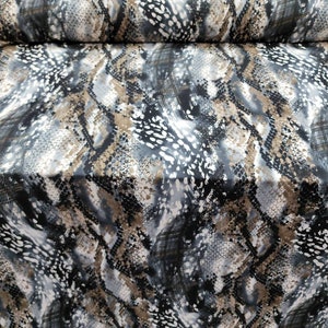 Fabric Sold By The Yard Snake Skin Spandex Black White Brown Stretch Dress Clothing Animal Print Snake