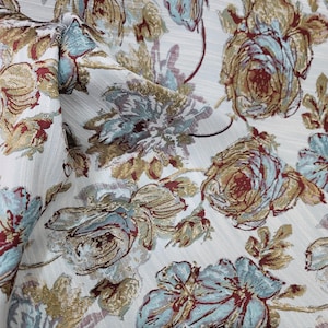 Fabric Sold By The Yard Chenille Brocade Mint Gold Burgundy Floral Flowers Fashion For Pillow Upholstery New Chenille Coat Jacket