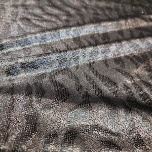 Fabric Sold By The Yard Silver Metallic Stretch Charcoal Pleather Spandex Animal Print Zebra Spandex Dress Clothing Draping