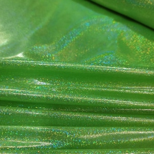 Fabric Sold By The Yard Neón Green Sparkly Iridescent Hologram Glossy Stretch Fabric Clothing Draping Decoration Background