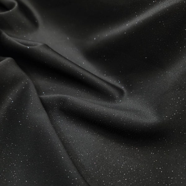 Black Stretch Spandex Jumbo Fabric Sold by the Yard Stretch Shimmer Glitter On Super Techno