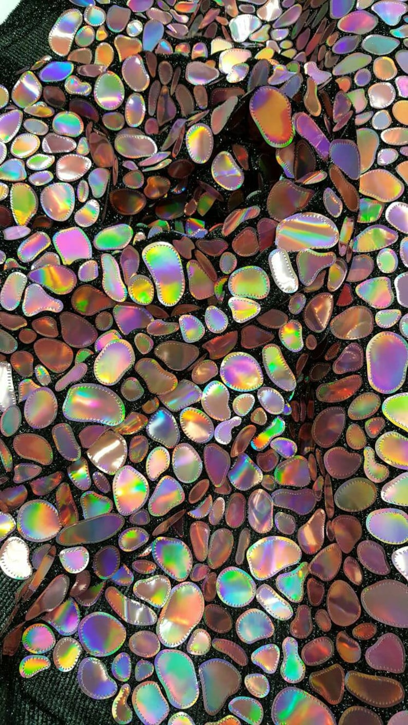 Fabric By The Yard Pink Iridescent Sequin Holographic Multicolor Fashion Mermaid Hologram Large Paillette Dusty Rose Iridescent