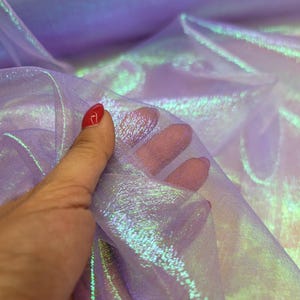 Fabric Sold by The Yard Lavender Iridescent Organza Two Tone Sheer Crinkle Dancer Custom Decoration Draping Dress Bridal Evening Gown Prom
