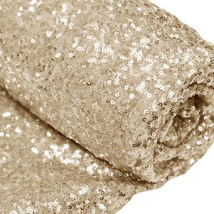 Light Gold Sequin Fabric, By The Yard, Sequin Fabric, Perfect For Tablecloth, Linen, Sequin Tablecloth, Table Runner