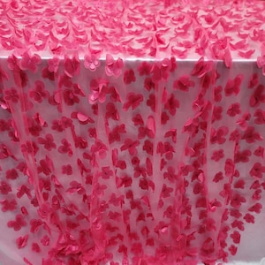 Fabric Sold by The Yard Fuchsia Lace 3d Satin Butterflies Floral Flowers Mesh Prom Evening Dress Bridal Sweet 16 Gown Fashion Lace Dancer