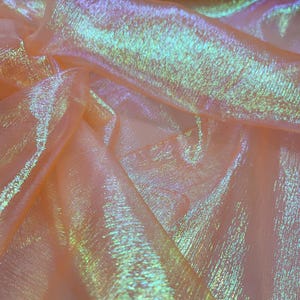 Orange Organza Iridescent Fabric Sold By The Yard Draping Dancer Clothing Decoration Prom Quinceañera Party
