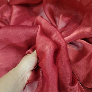 Burgundy Organza Fabric Sold By The Yard Draping Dancer Clothing Decoration Prom Quinceañera Party