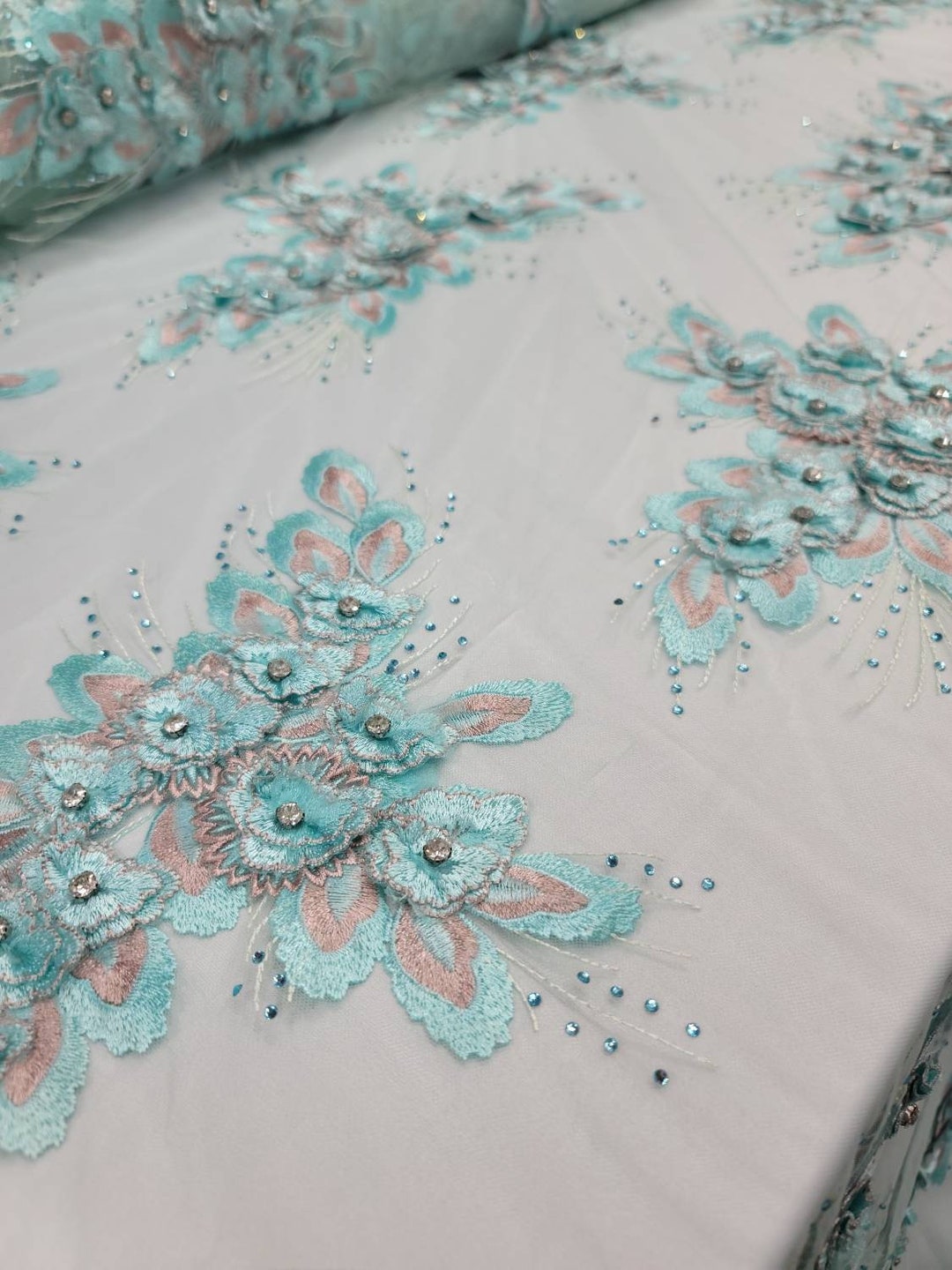 Applique Florale En Dentelle Avec Perles Et Strass - Décoration DIY Pour Robes, Vêtements, Sacs - 4