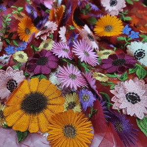 Fabric Sold By The Yard 3d Lace Multicolor 3d Floral Flowers Red  Mesh Embroidery Lace Fashion Clothing Decoration Dress Prom Bridal