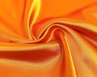 Orange Stretch Charmeuse Satin Fabric: Silky Bridal Fashion, 58" Wide, Sold By The Yard