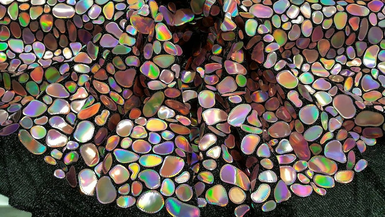 Fabric By The Yard Pink Iridescent Sequin Holographic Multicolor Fashion Mermaid Hologram Large Paillette Dusty Rose Iridescent