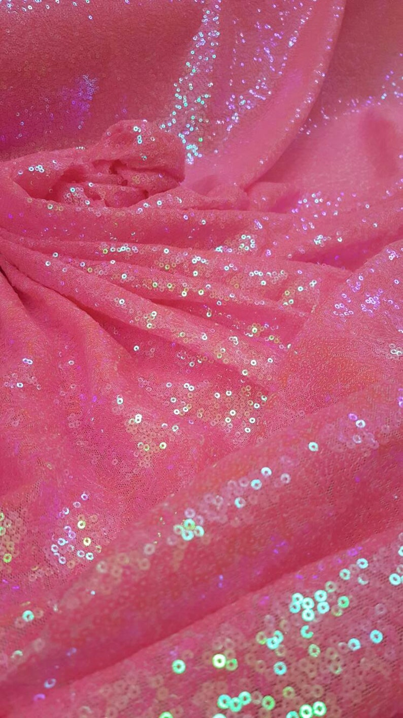 Fabric by the Yard Neon Pink Sequin Hologram Glitz Mini Sequin Etsy