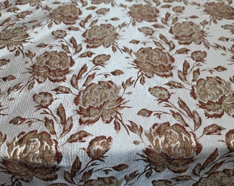 Fabric Sold By The Yard Floral Brocade Brown Gold Beige  Prom Evening Dress Bridal Fashion Backdrop
