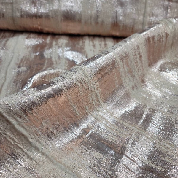 Jacquard Brocade Lace with Abstract Shard Motif and Lustrous Metallic Sheen for Couture Crafts