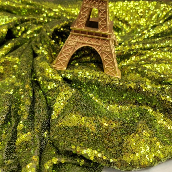 Sequin Fabric By The Yard Olive Green Sequin On Mesh Stretch Fashion Fabric Dress Draping Clothing Decoration Custom Background Glitz Sequin