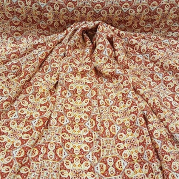 Rayon Challis Orangen gelb geometrische floral Print Stoff verkauft Bulk Stock weiche Bio-Kinder Kleid drapieren Kleidung Dekoration